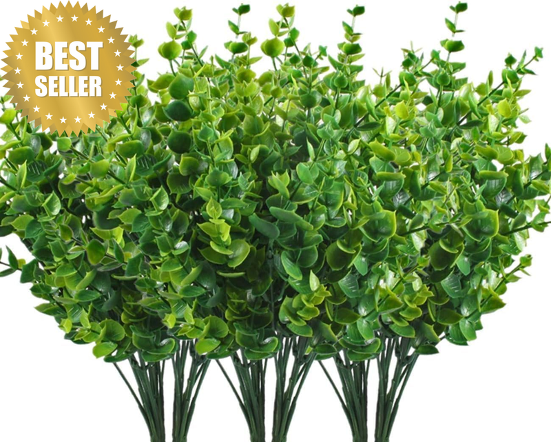 Artificial Shrubs Bushes, Plastic Eucalyptus Leaves Fake Green Plants Wedding In