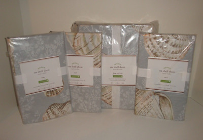 Pottery Barn Summer Sea Shell King Duvet Cover + 3 Euro Shams Set Organic Cotton