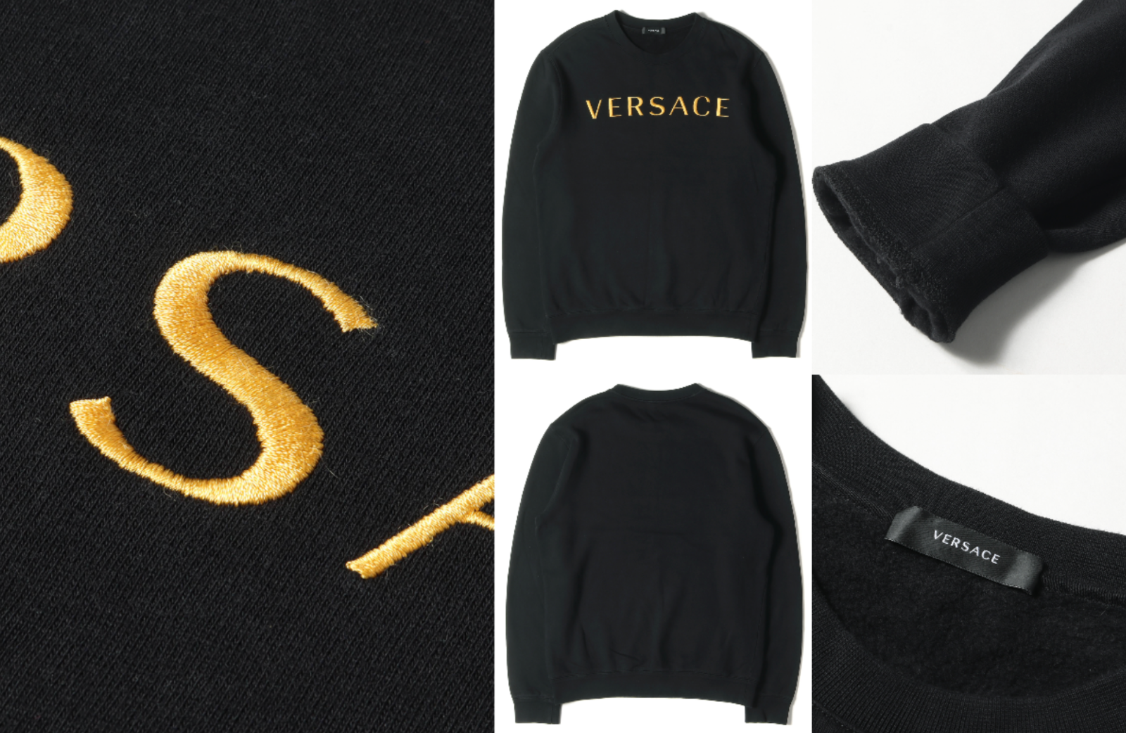Pre-owned Versace Brushed Embroidery Logo Gold Sweater Sweatshirt Pullover Jumper Xl