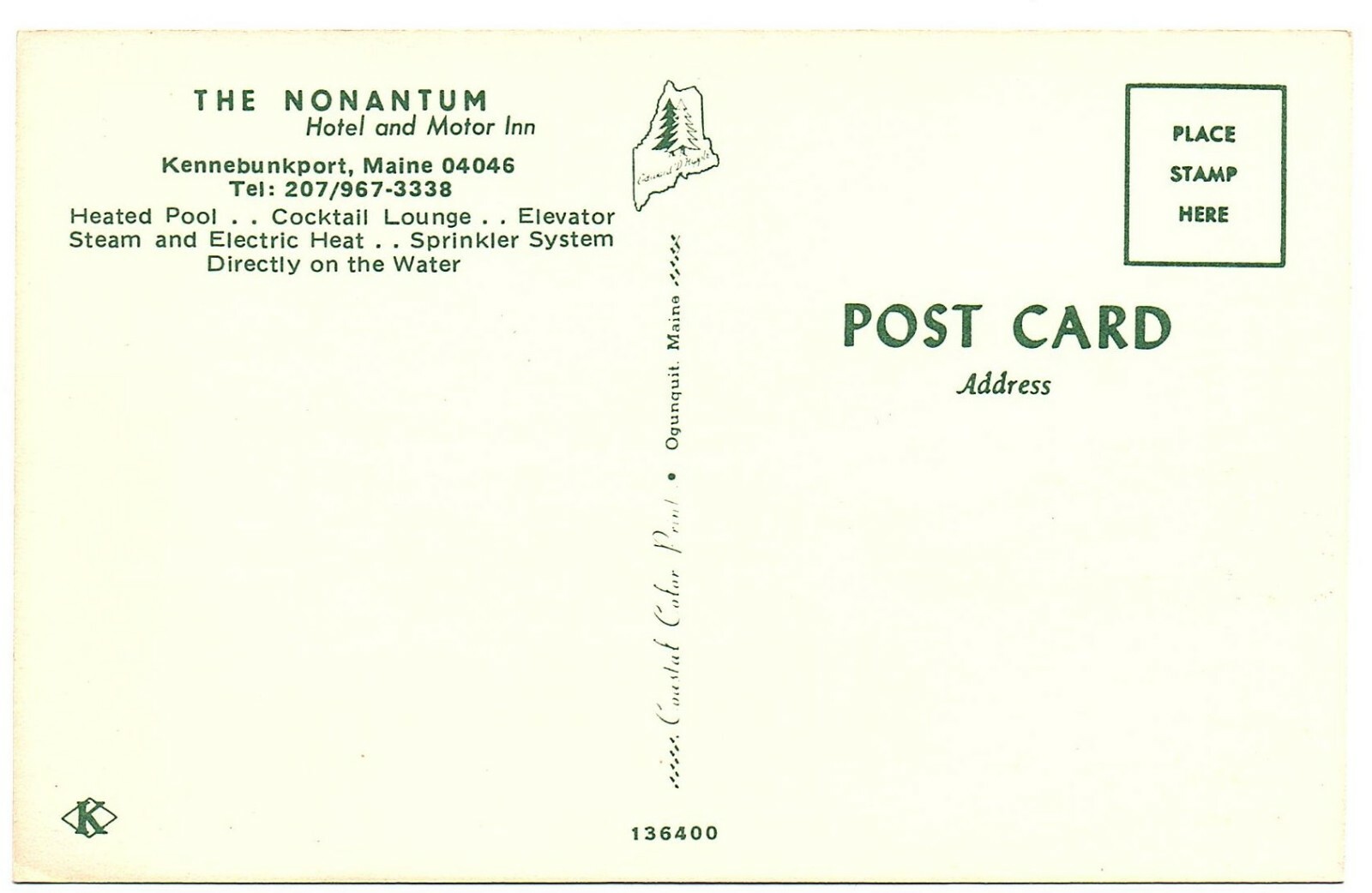 Kennebunkport ME Postcard The Nonantum Hotel & Motor Inn Swimming Pool #75602