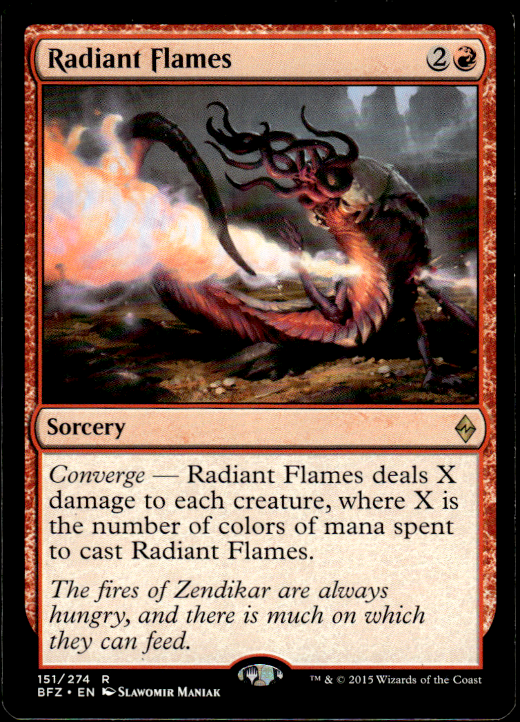 Radiant Flames 2x FOIL BFZ MTG Battle for Zendikar Rare MINT red Radiant Flames 2x FOIL BFZ MTG Battle for Zendikar Rare MINT red