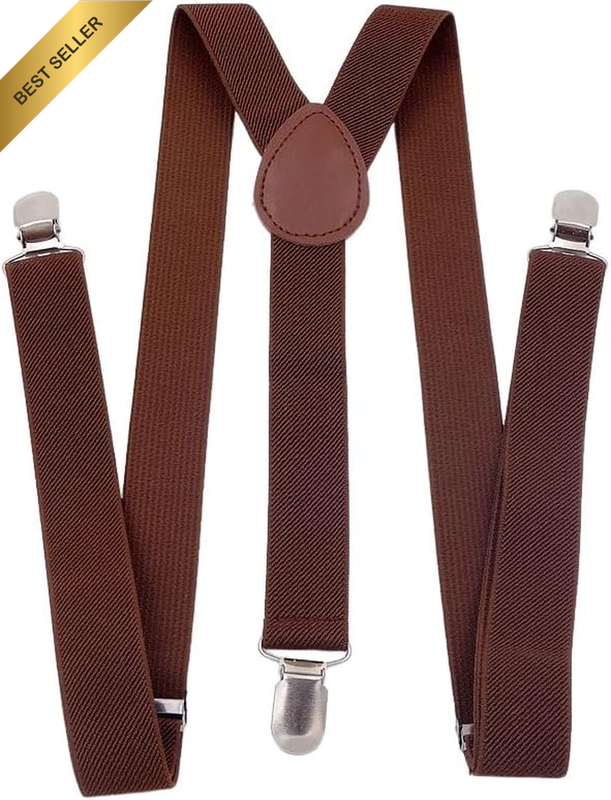 Men's Y-Back Suspenders 1 Inch Adjustable Elastic Braces Heavy Duty