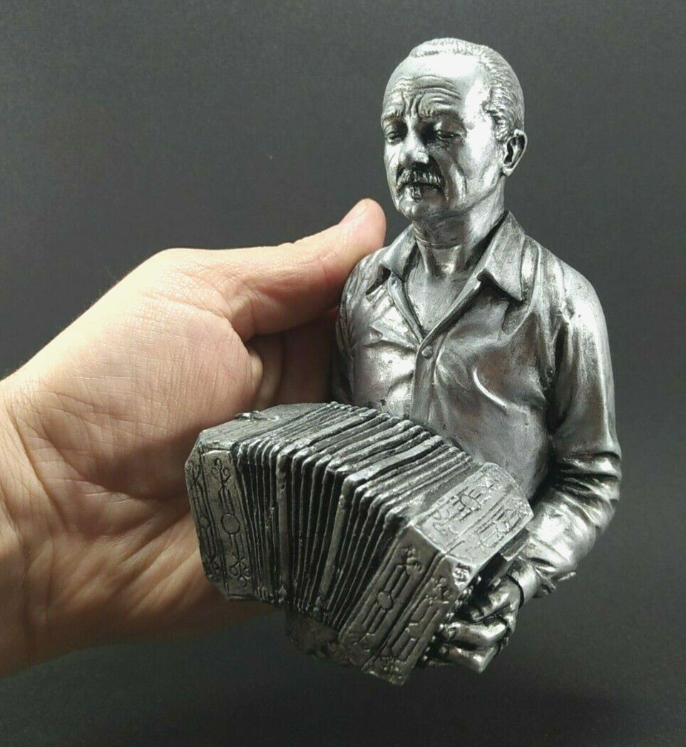ASTOR PIAZZOLLA TANGO silver BUST SCULPTURE BANDONEON