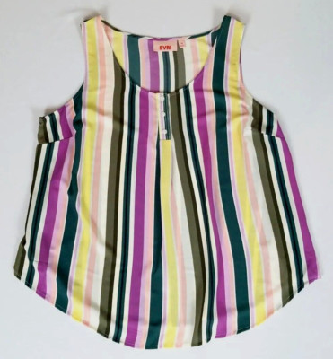 Evri NWT Women's Size 1X Multicolor Striped Pullover Polyester Sleeveless Top