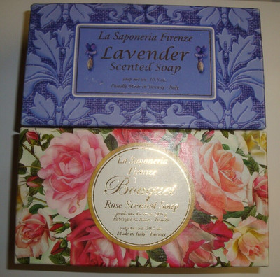 La Saponeria Firenze Italy Bath Bar Soap in Box Bouquet Rose & Lavender
