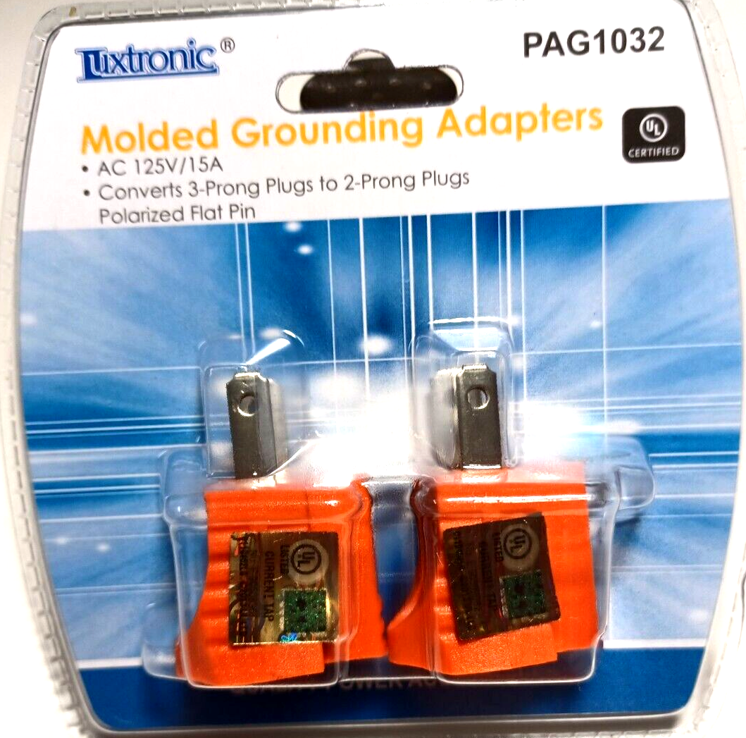 2 PC. 3 PRONG TO 2 PRONG PLUG AC 125V/15AMP