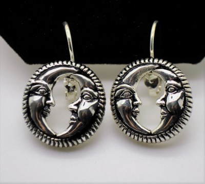 A112  Unique Style Design Rhodium Plated moon face French clip Fashion Earring