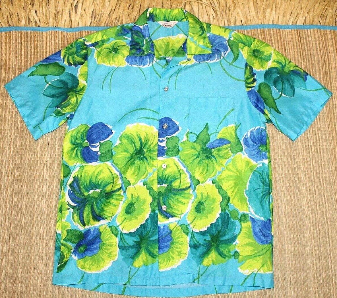 トップス 50s Hawaiian Tops opencollar shirt Vintage 1950's Atomic Florida Photoprint Silky Rayon Loop