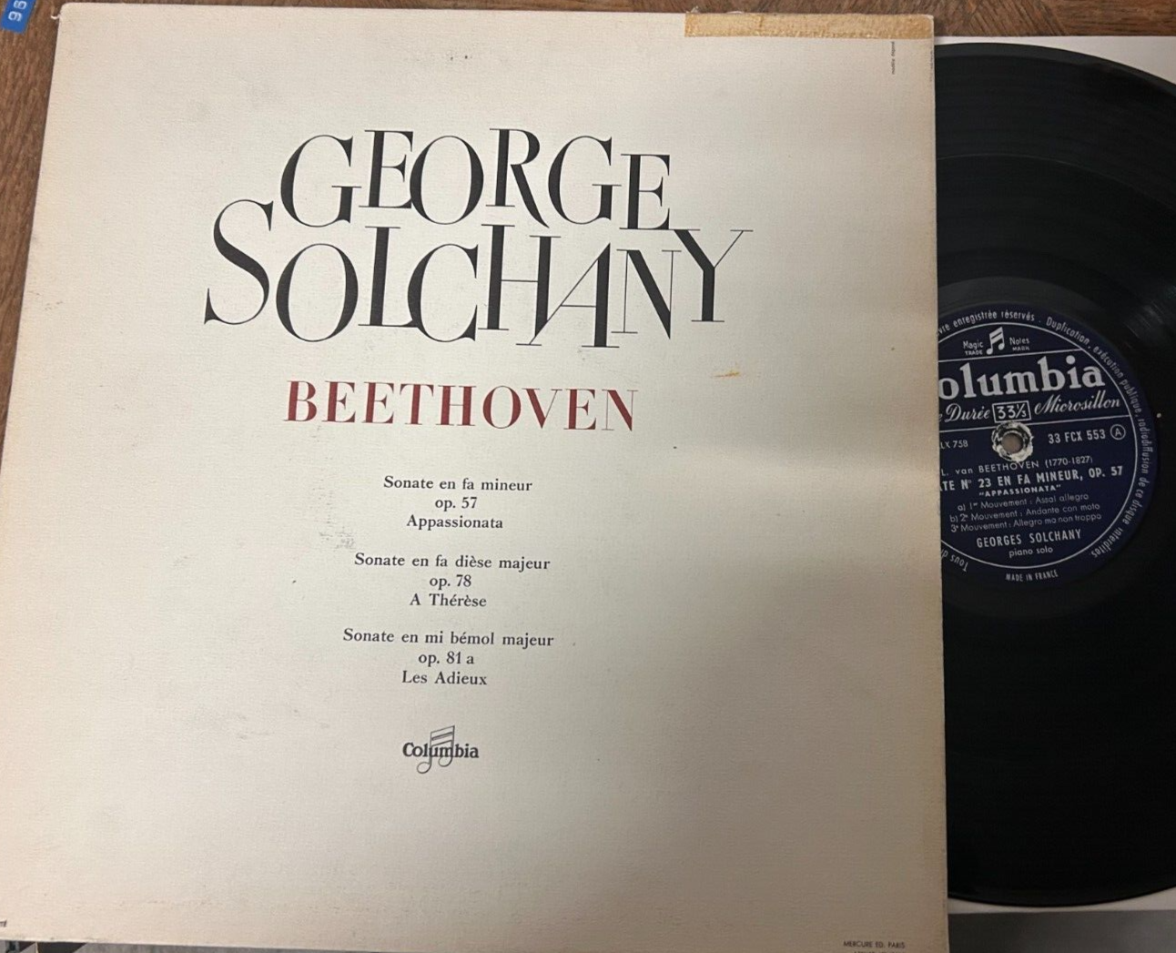 GEORGES SOLCHANY / BEETHOVEN T three sonatas / COLUMBIA FCX