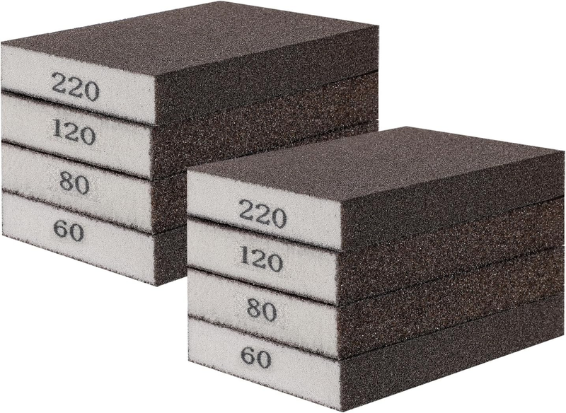 8-Piece Sanding Sponge Set with Various Grits for Wood and Metal Finishing