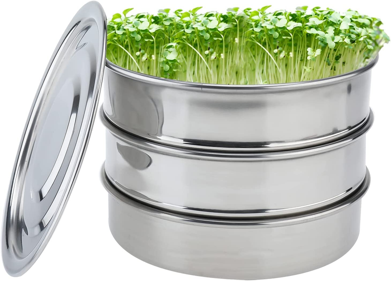 Finderomend Sprouts Growing Kit, Stainless Steel Seed Sprouting Tray Set-3 Piece