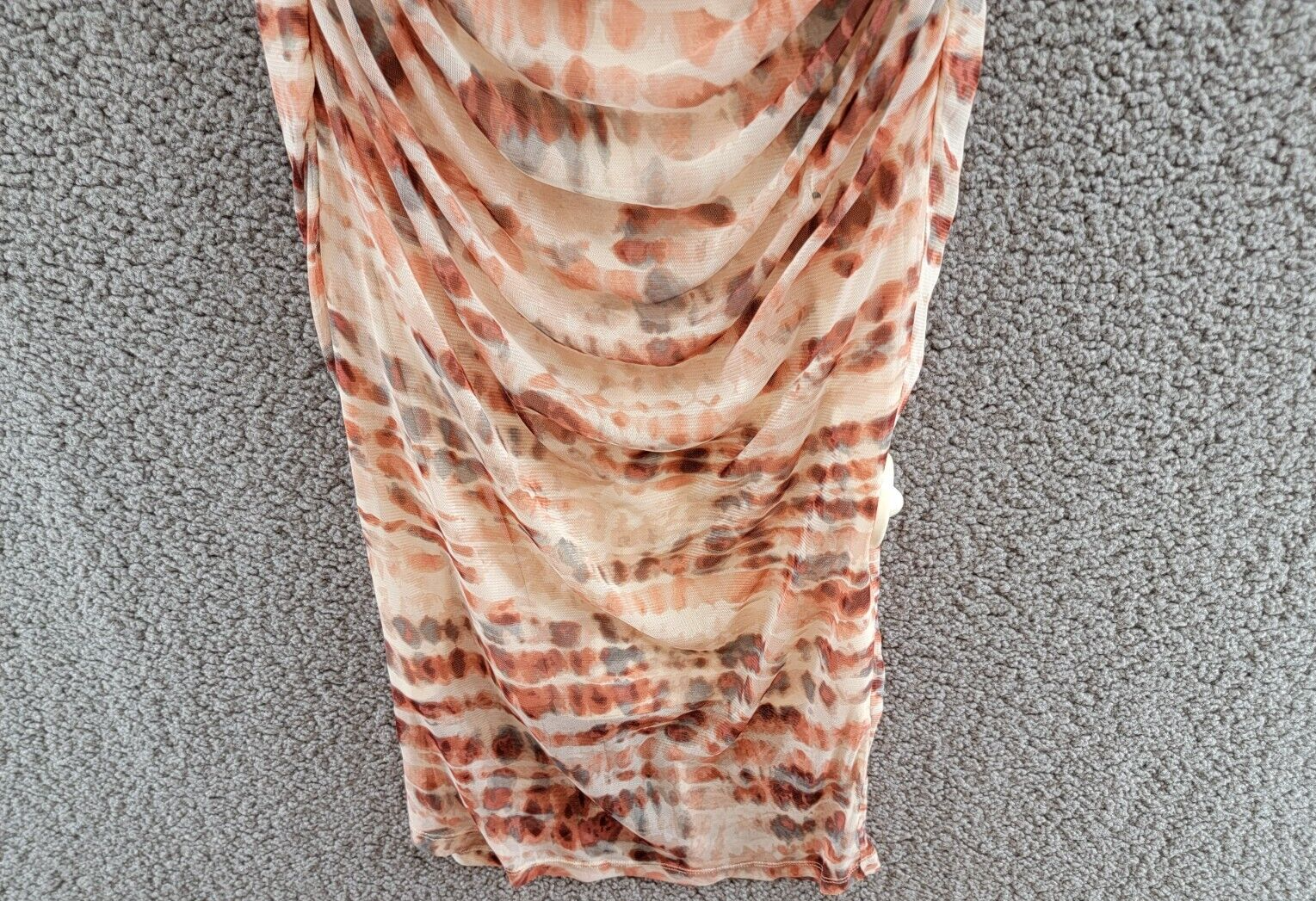 Bar III Tie-Dyed Midi Dress Womens M Red Canyon Combo Ruched Scoop Neck Pullover - Picture 4 of 15