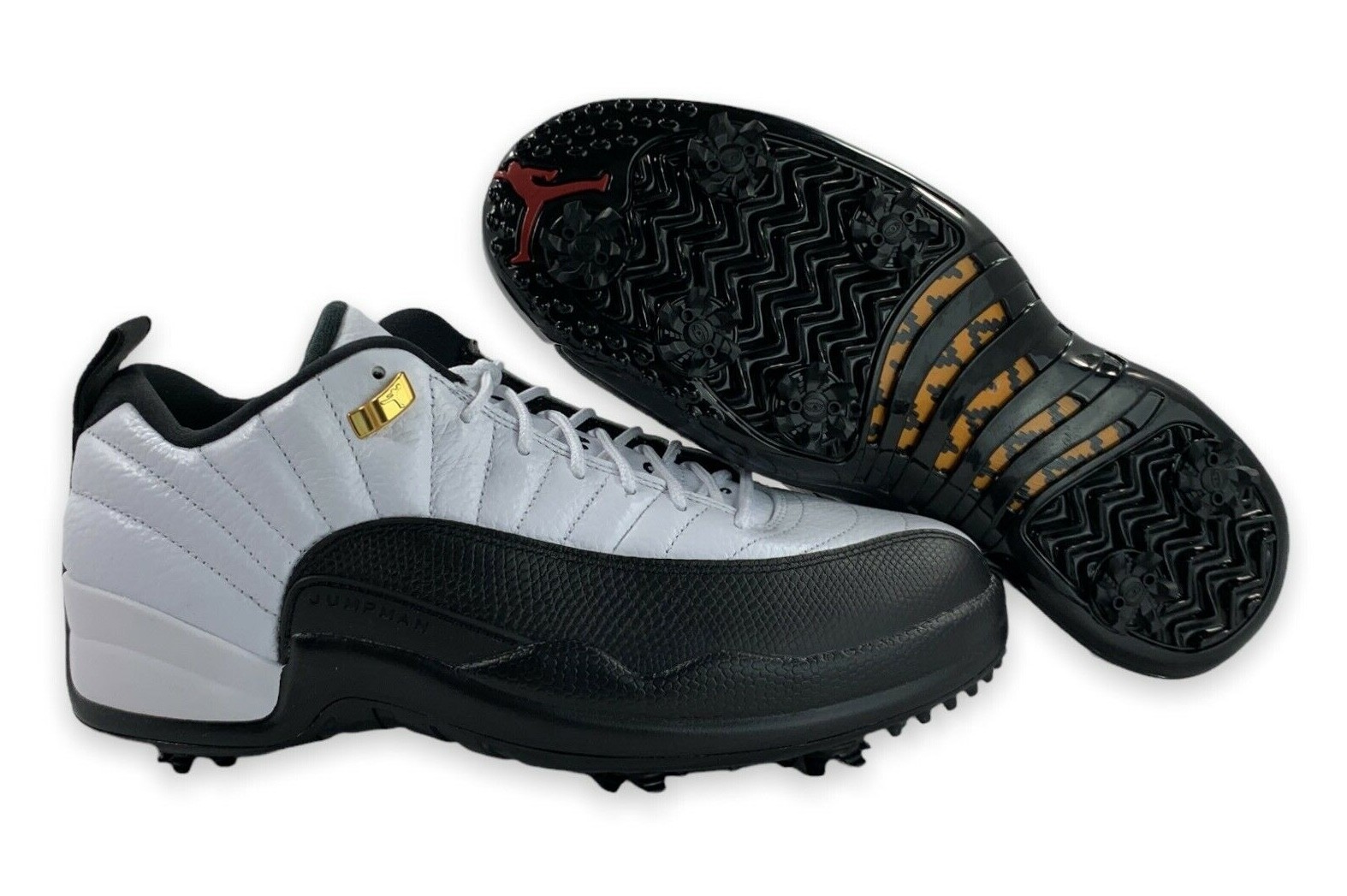 

Мужские кроссовки Nike Air Jordan XII 12 Low Golf Taxi White Black Gold DH4120-100 9, Белый, Air Jordan 12
