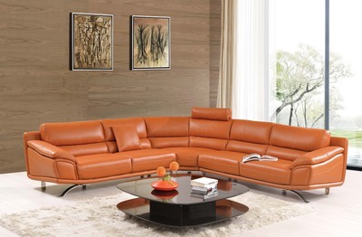 533 Leather Sectional Sofa in Orange