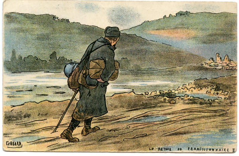 Illustrateur Gabard.    Le Retour Du Permissionnaire. Guerre. War
