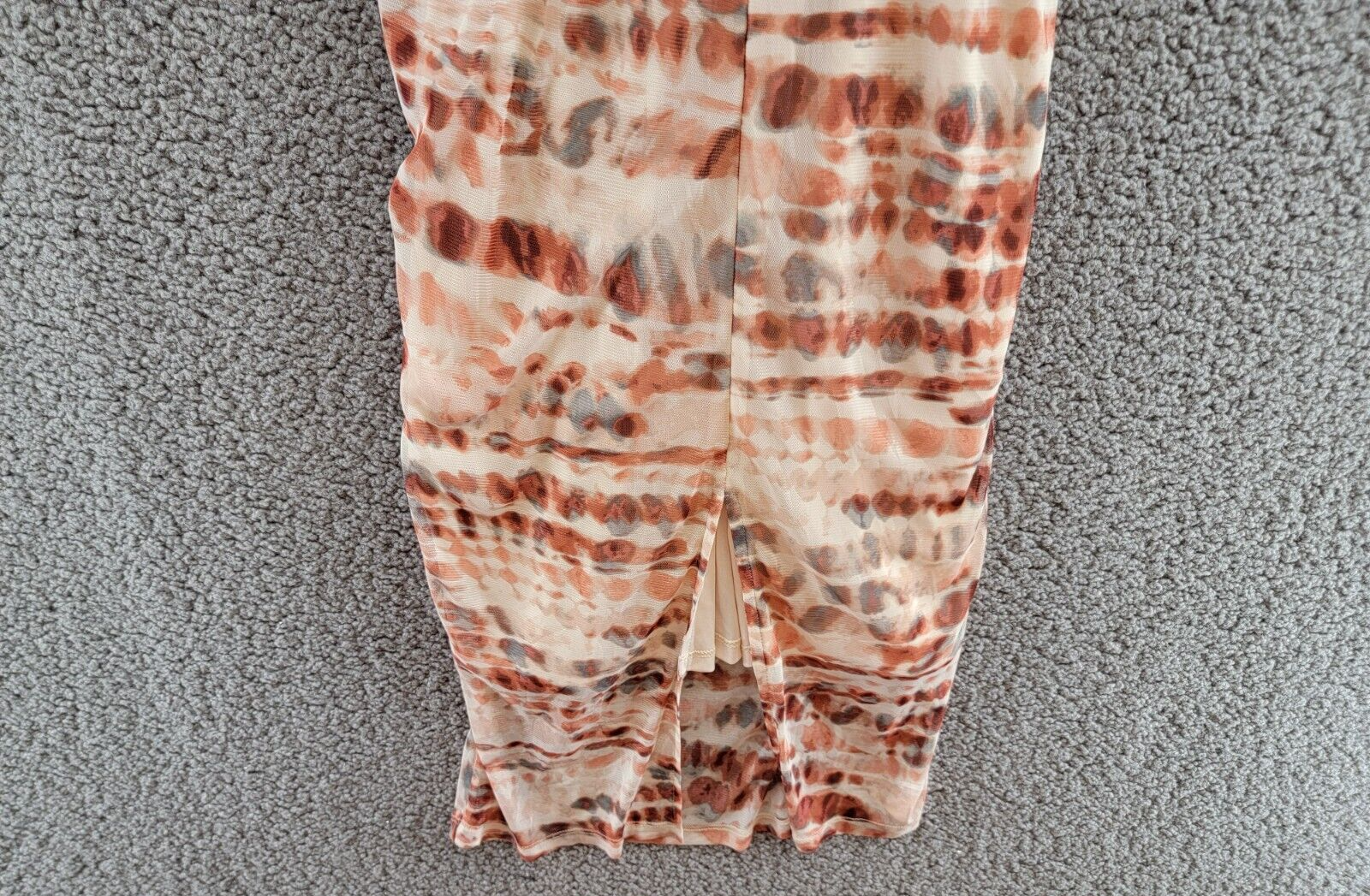 Bar III Tie-Dyed Midi Dress Womens M Red Canyon Combo Ruched Scoop Neck Pullover - Picture 11 of 15