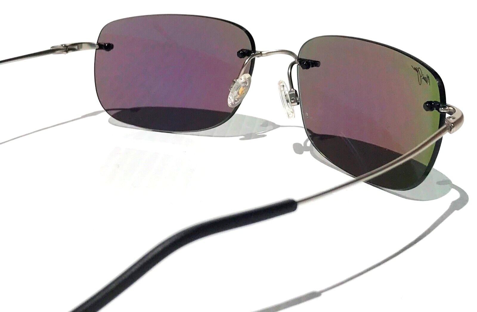 Pre-owned Maui Jim Ohai Matte Silver Polarized Green Mirror Sunglass Gm334-17m