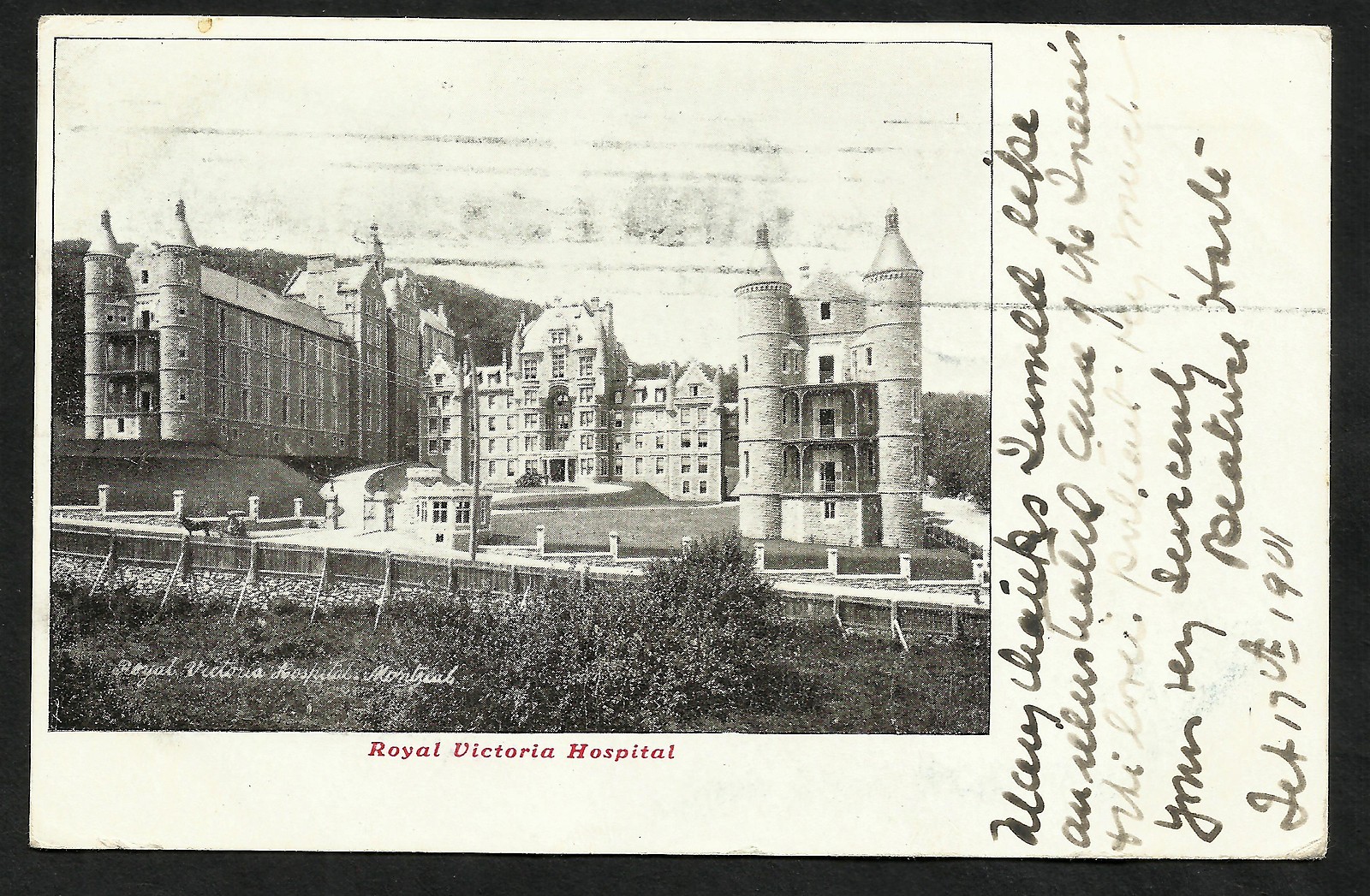 1901, 2 x 1/2c Numerals.  Postcard to Holland.  Montreal FEB 19, Amsterdam MR 7