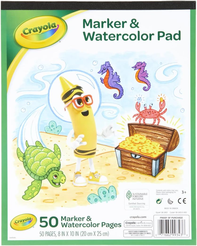 Marker & Watercolor Pad, 50 Blank Coloring Pages, Painting P