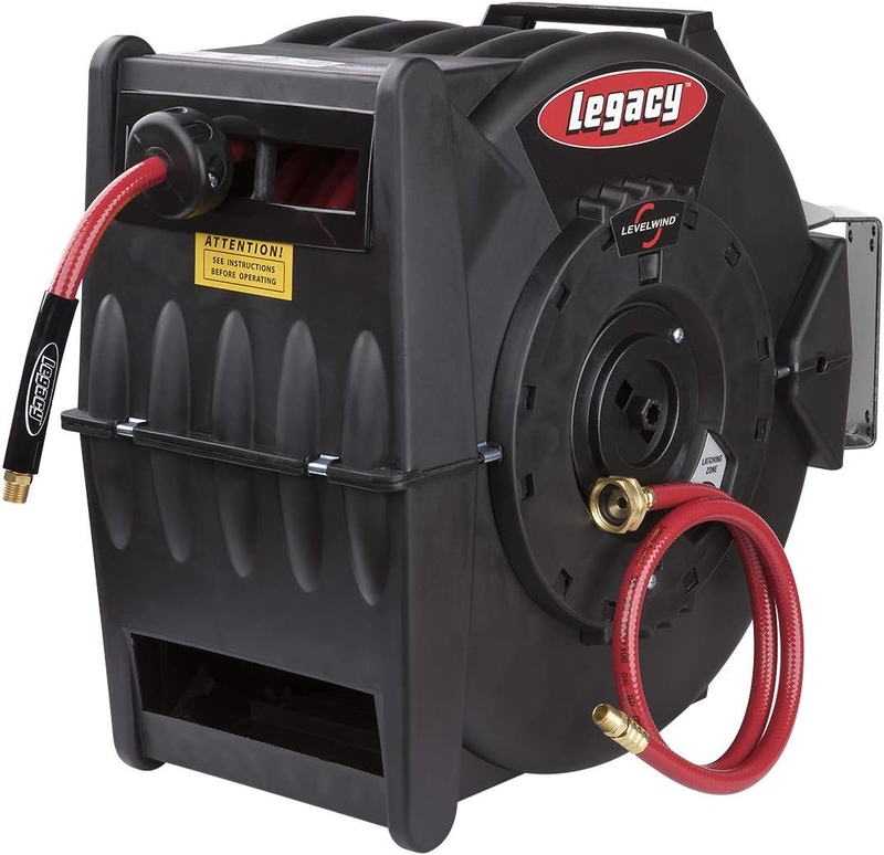 Legacy Levelwind Retractable Air Hose Reel, 3/8 In. X 100 Ft., PVC - L8310