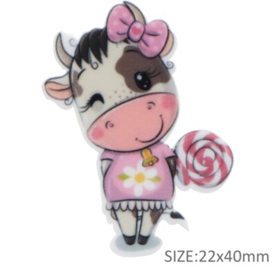 5 Pc. Planar Resin Hair Bow Center Flatback 1099572 Cow Farm Flowers