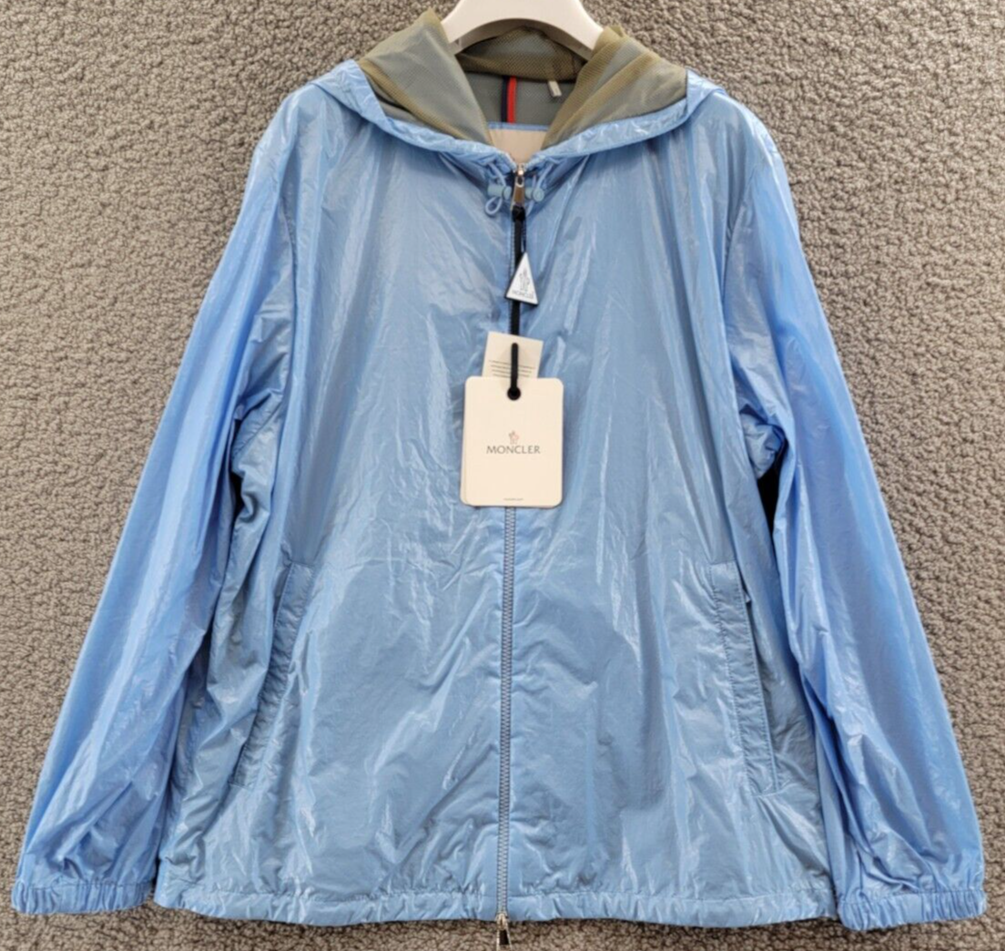 Pre-owned Moncler Wuisse Shiny Parka Jacket Women's Blue Hooded Sz 1 Pocket Zipper