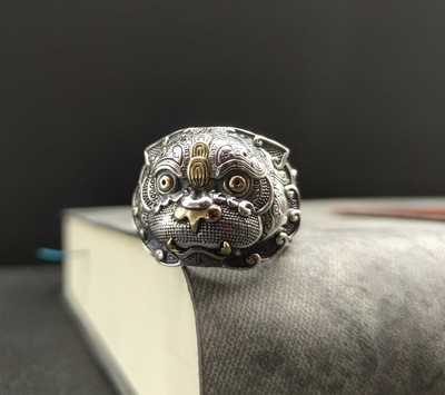 B32 Ring Pixiu Fabelwesen Glücksbringer Drache Löwe Silber 925 verstellbar 