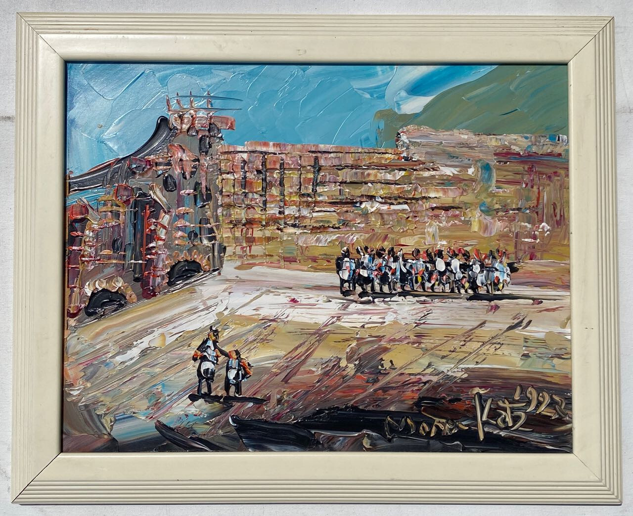 リカルドゴンザレス 原画 WET PAINT MORRIS KATZ Signed Oil Painting. Western Wailing Wall