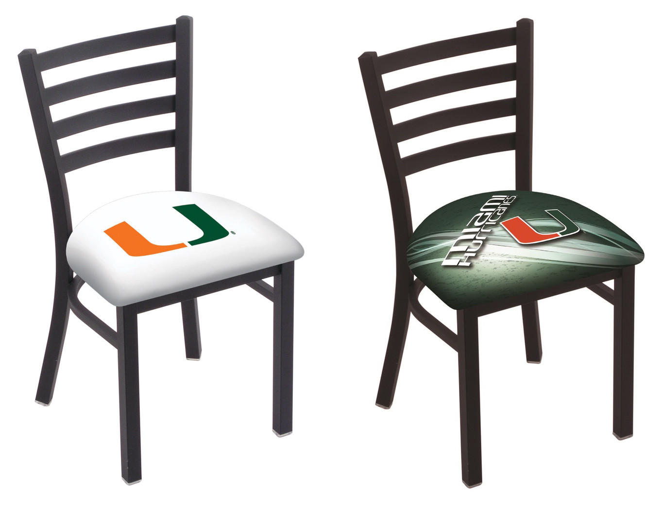 Ncaa L00418 Blk Wrinkle Miami Fl Stationary Chair W Ladder Style Back Ebay