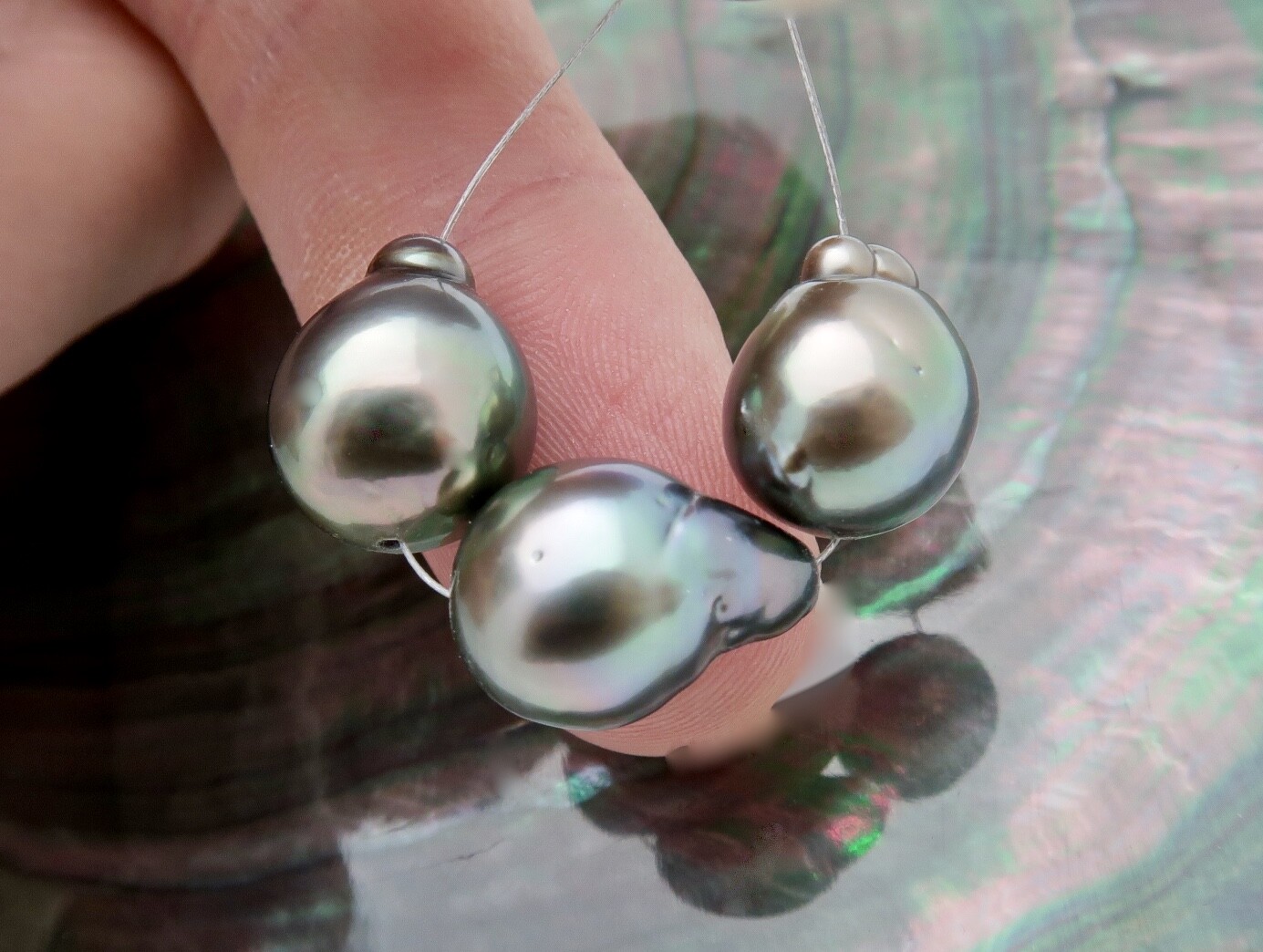 3 RARE 11.1-12mm AA+ ROBERT WAN TAHITIAN BLACK BRIGHT PEACOCK CULTURED PEARLS