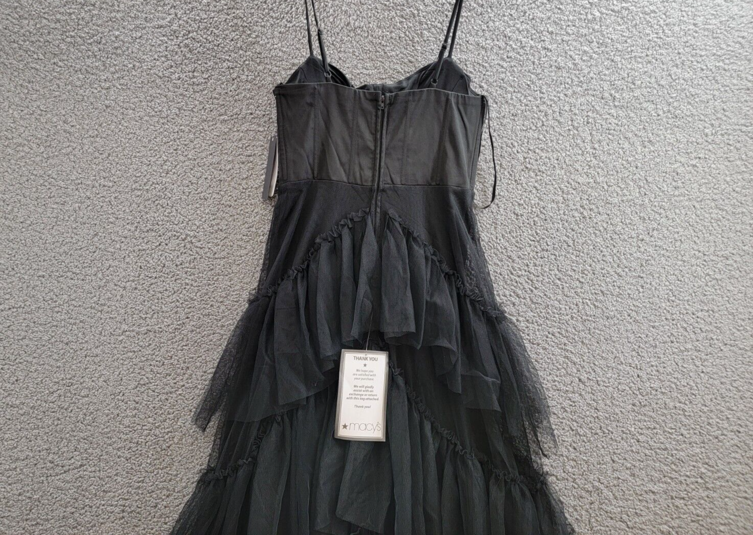 City Studio Corset Top Sweetheart-Neck Tiered-Mesh Gown Juniors' 3/4 Black Zip - Picture 11 of 17