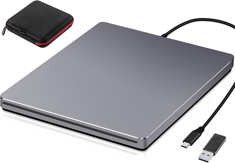 Guamar External CD/DVD Drive USB 3.0 USB C DVD CD ROM Burner Optical