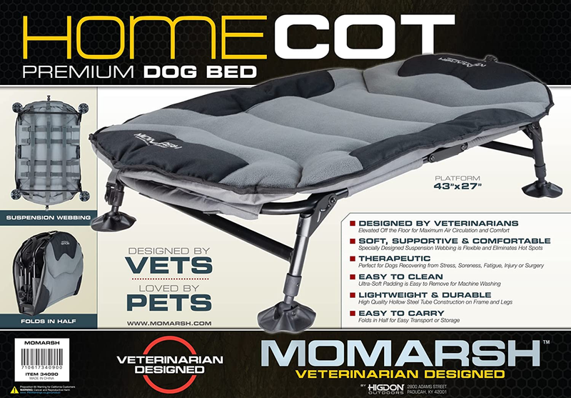 Elevated Dog Cot with Washable Soft Pad & Folding Frame for Travel