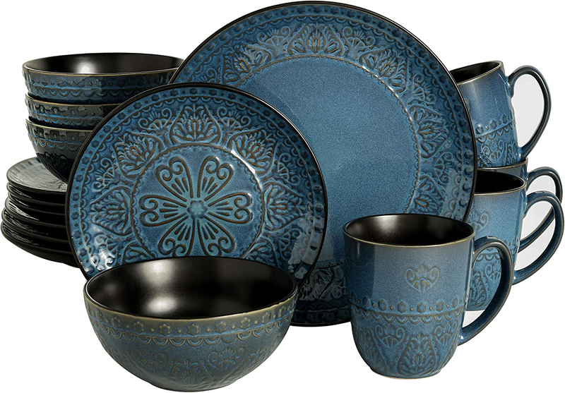 Milanto round Embossed Reactive Glaze Stoneware Dinnerware Set