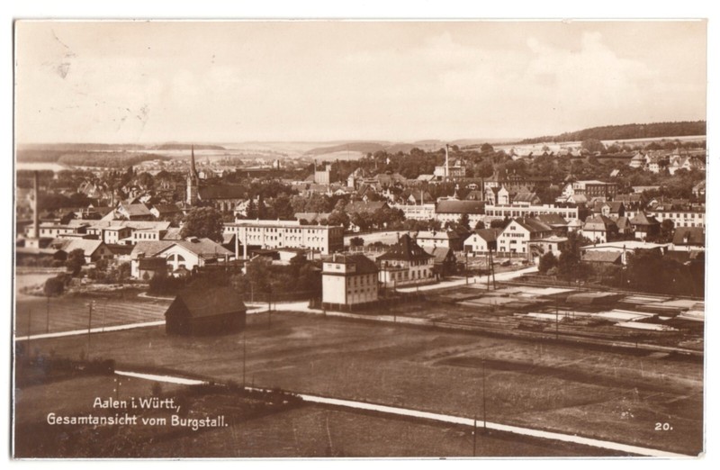 Aalen , Stadtblick Vom Burgstall Aus 1931