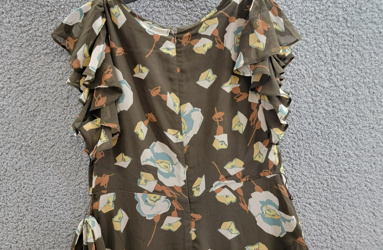 Lauren Ralph Lauren Petite Floral Flutter-Sleeve Dress Women's 10P Brown Multi - Picture 10 of 17