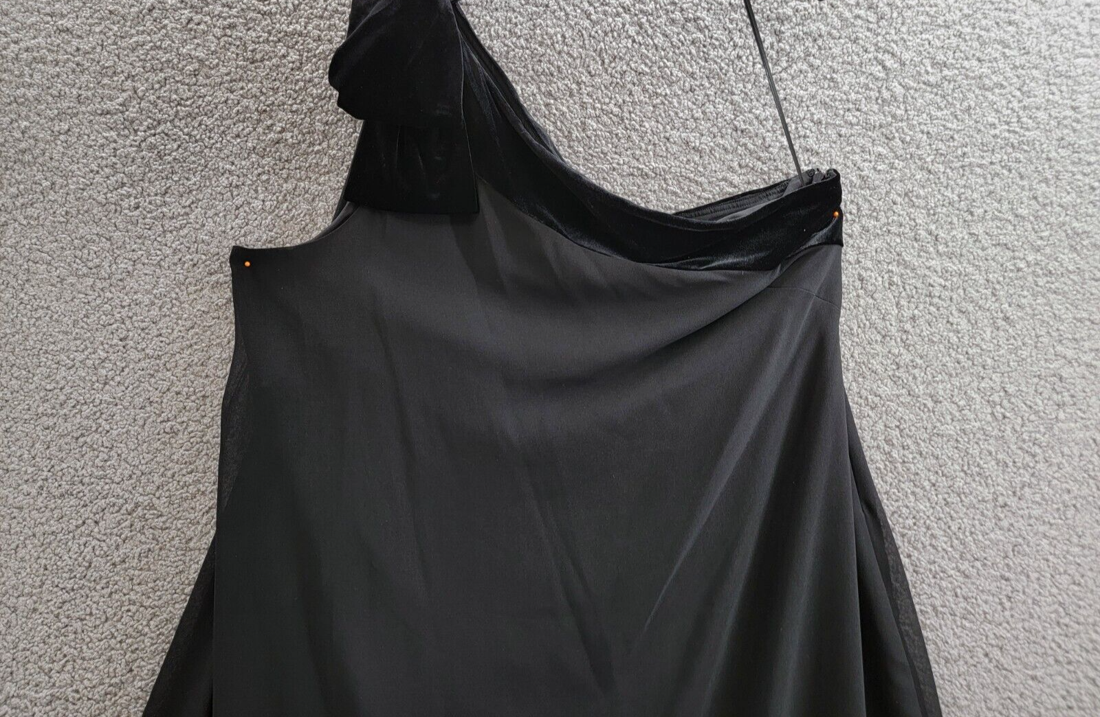 Lauren Ralph Lauren Chiffon One-Shoulder Dress Women's 18 Black Side Zip Closure - Picture 3 of 15