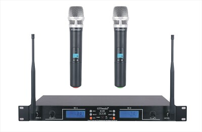 GTD Audio 2x100 adjustable Frequency UHF Wireless Microphone Mic System New 290