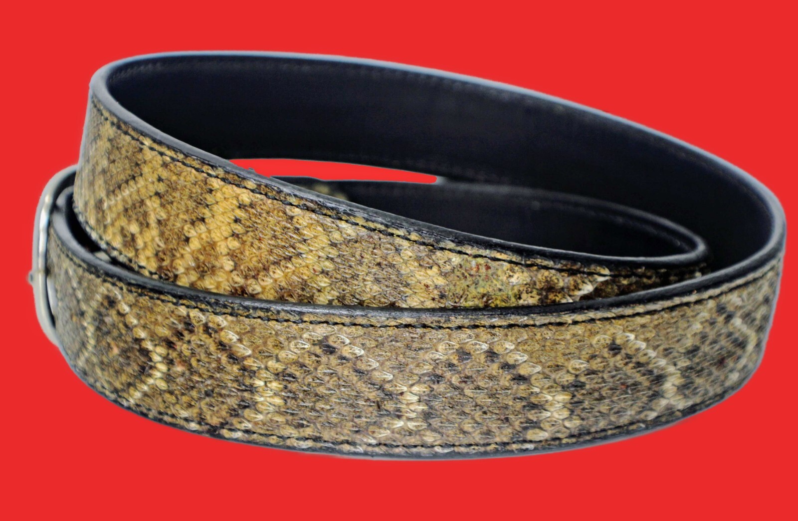 Pre-owned Handmade Mens Leather Belts Custom  Rattle Snake Belt With Silver Color Buckle