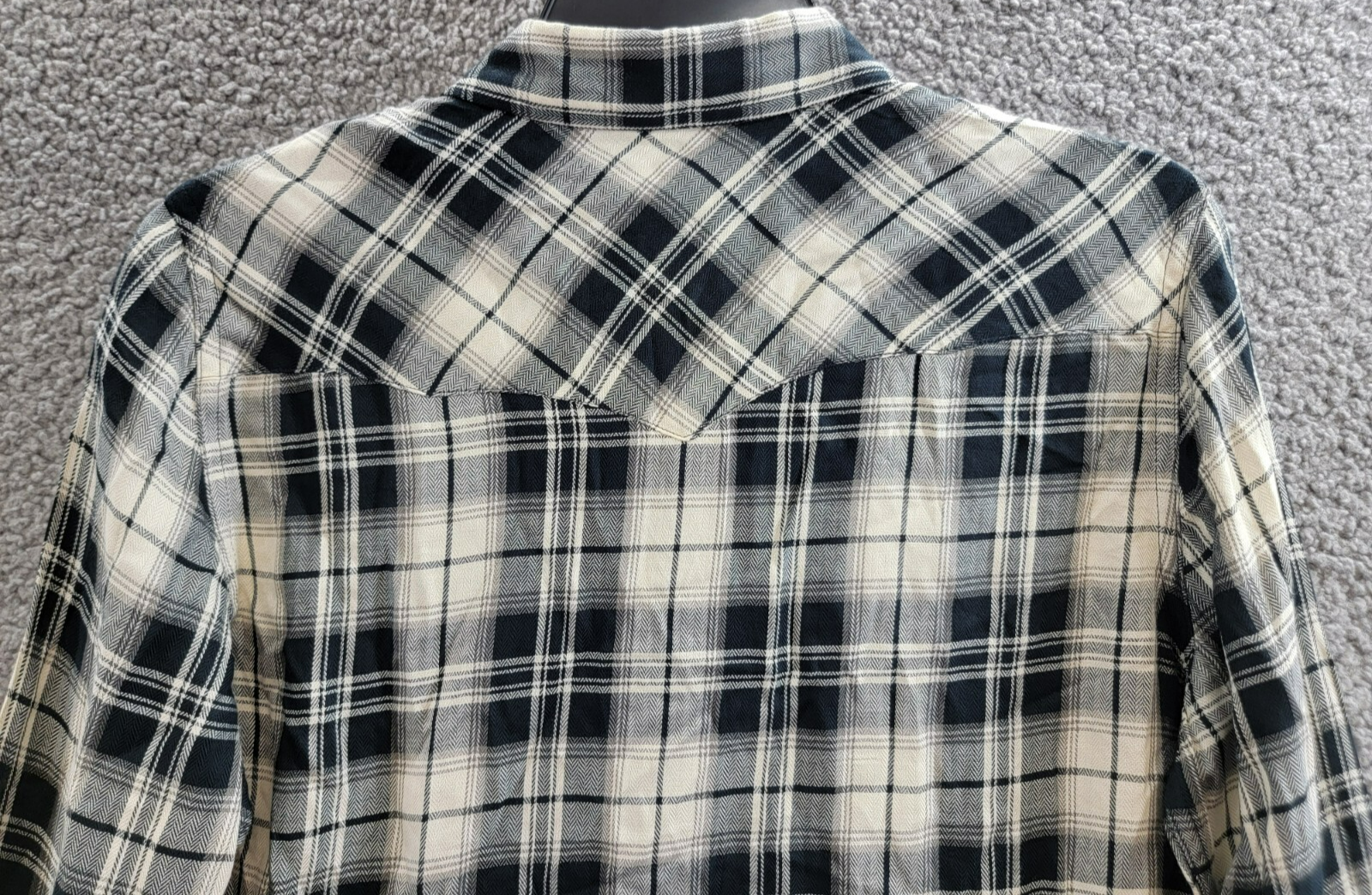 Lauren Ralph Lauren Embroidered Plaid Shirt Women's M Black/Cream Snap Closure - Picture 14 of 19