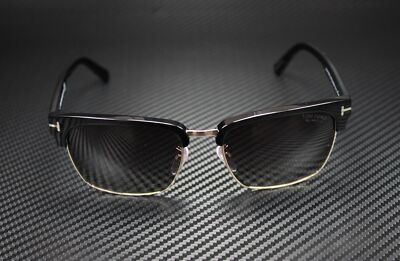 Pre-owned Tom Ford River Ft0367 01d Shiny Black Smoke Polarized 57 Mm Men's Sunglasses In Gray