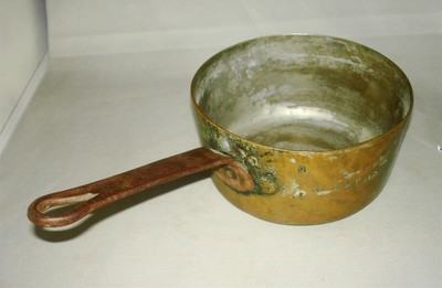 Pan and milk pot enamelled State correct French VINTAGE decoration kitchen home country set of 2 objects