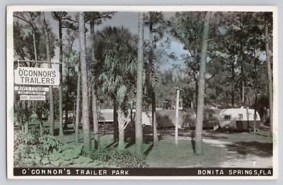 Colorized RPPC Postcard O'Connor's Trailer Park Bonita Springs FL 1955 Lee
