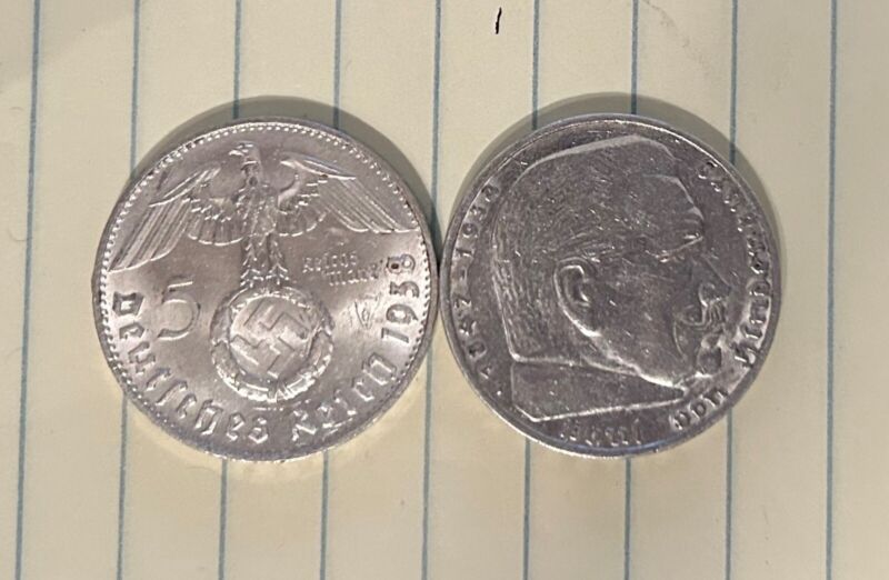 Nazi Germany *Beautiful* Genuine Ww2 Third Reich 5 Reichsmark 90% Silver Coin