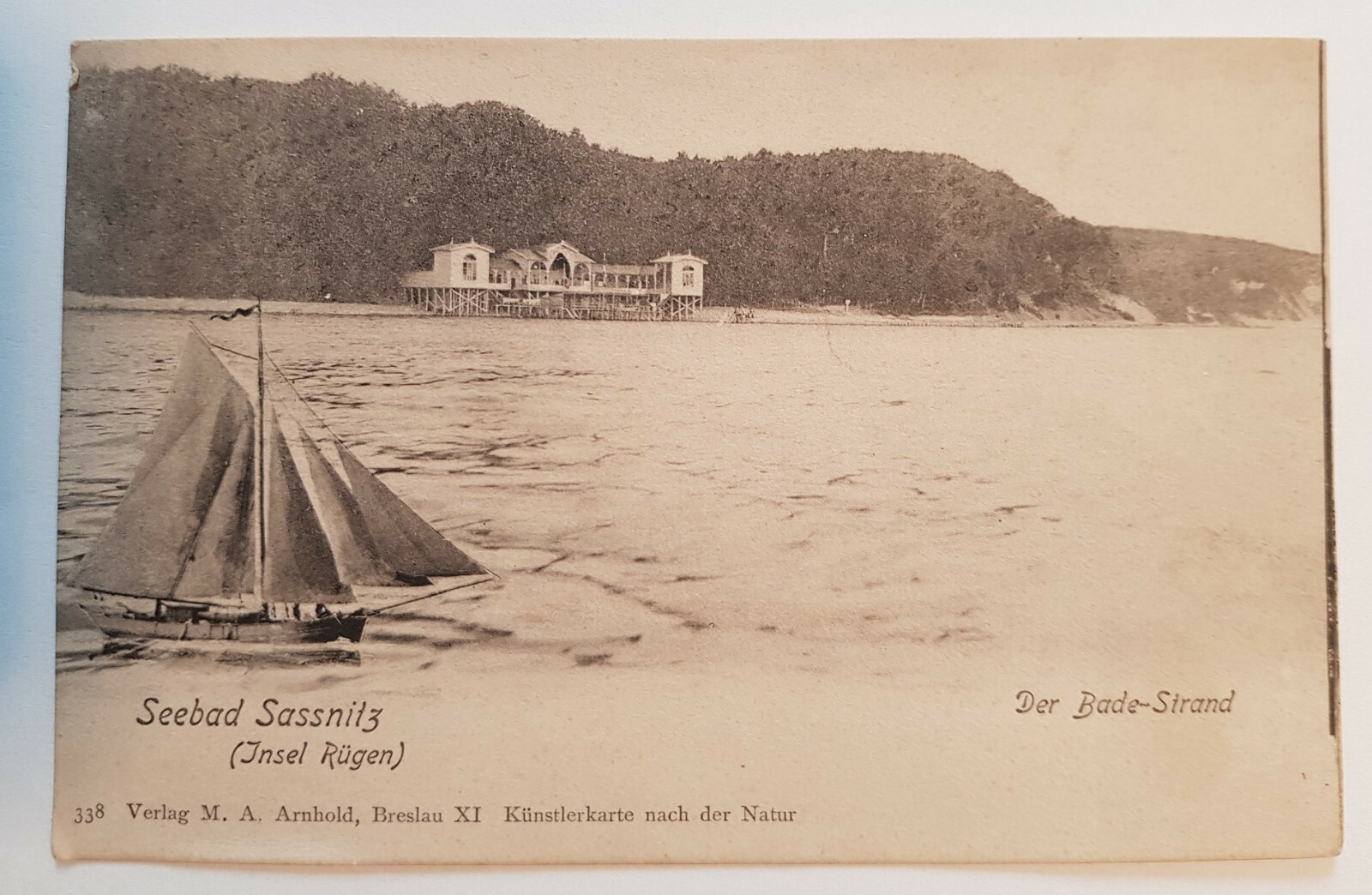 Sassnitz, Alte Originale Postkarte, Seebad Sassnitz - Insel Rügen, Bade-Strand 