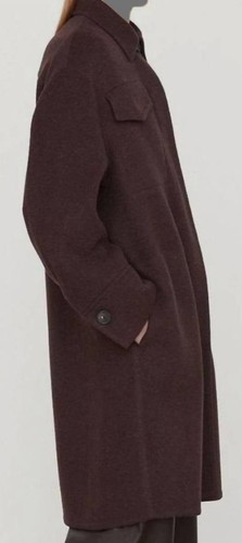 Pre-owned Vince $795  Women's Brown Double Wool Long Shirt Coat Jacket Size Large