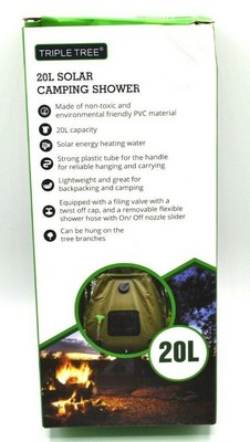 TripleTree Camping Solar Shower Bag 5 Gallons/20L with On-Off Switch NIB