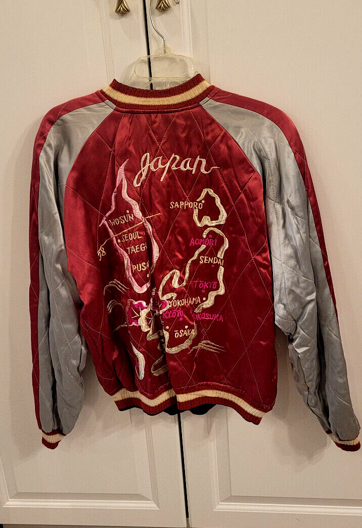 Minty 1950s Japanese Souvenir Jacket Eagle & maps Sukajan