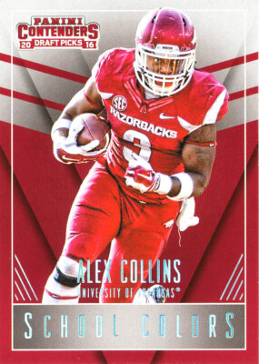 SCHOOL-COLORS Alex Collins INSERT-RC SEAHAWKS RAVENS Arkansas RAZORBACKS