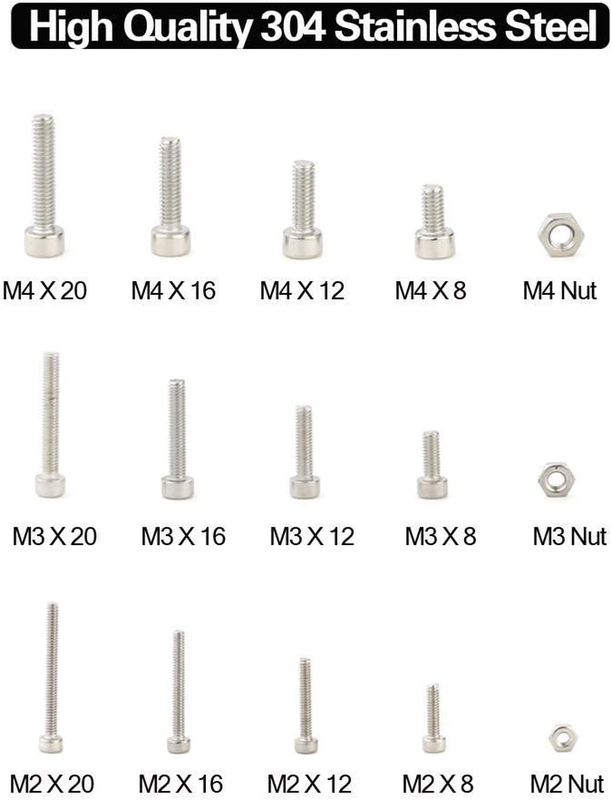 420pcs M2 3 4 304 Stainless Steel Hex Socket Head Cap Screws Nuts Assortment Kit
